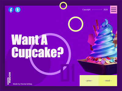 Bakery Website Design 3d abstract baker bakery concept cupcake cute design designer food illustration layout purple ui ui design uiux ux web design webpage website