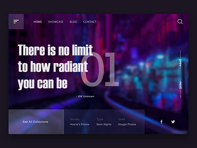 Showcase/Blog Website Design blurred concept design glass neon ui ux web design website