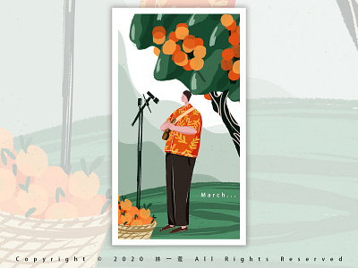 sing a song green illustration march oranges painting springtime