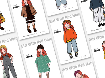 Girl With Red Hair daily wear girl line illustration quite