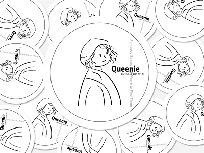 Queenie illustration line art logo queenie