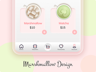 Food App UI-Tab --Marshmallow Design app design application appui appuidesign designidea dribbble figma foodapp foodappui icons illustration marshamllow mobileapp mobiledesign navigation pastelui softui tabbbar ui vector