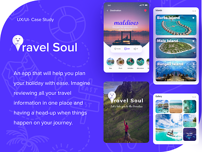 Holiday Planner App- Travel Soul appdesign appui casestudy dribbble figma holidayapp hotelapp productdesign travelapp uidesign uikit uiux