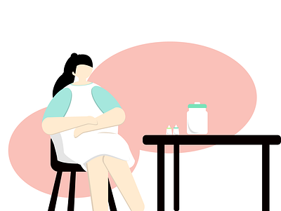 Pregnant Woman thinking for her baby delivery animation character design flat illustration minimal pregnancy pregnant sitting vector web woman