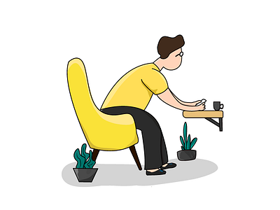 Man Sitting, Looking for a job business character design flat home illustration landing page man ui vector web