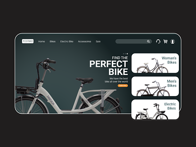 Bike Shop Landing Page app bikes blue cycle dark dekstop home landingpage screen startup ui ux web design website