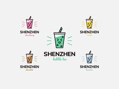 Shinzhen Bubble Tea beverage brand identity branding bubble tea friendly illustration logo logo design logo mark shenzhen visual identity