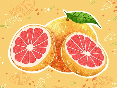 Pink Grapefruit Illustration adobe photoshop citrus fruit digital digital art digital illustration digitalart food illustration fruit illustration grapefruit green illustrated food illustrated fruit illustration illustrator pattern pink grapefruit pinkish yellowish