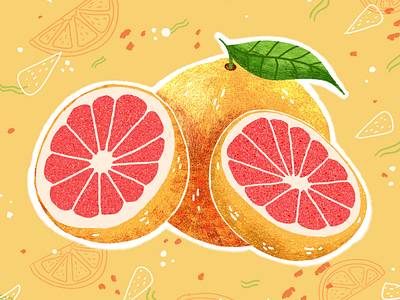 Pink Grapefruit Illustration