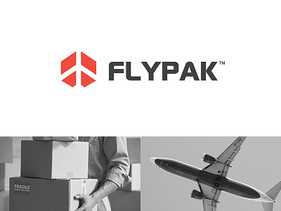 Flypak box fly logo monogram negativespace plane