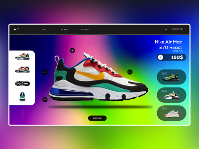 nike react 270 branding color design landing page design redesign concept ui ux webdesign