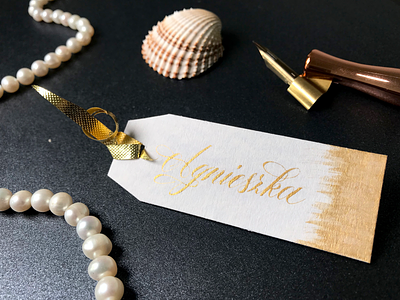 Golden Name Tag calligraphy hand made name tag stationery