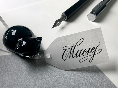 Transparent Name Tag calligraphy hand made handlettering name tag