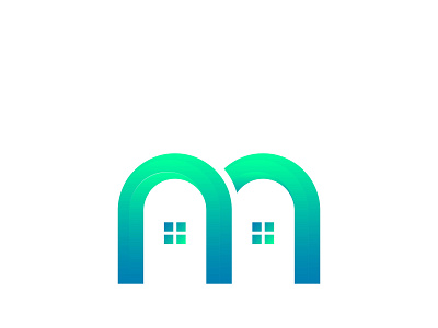 M logo With Home Icon Abstract