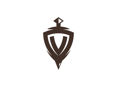 Letter V Sword Shield Logo branding grid logo icon letter v logo design shield logo simple sword logo vector