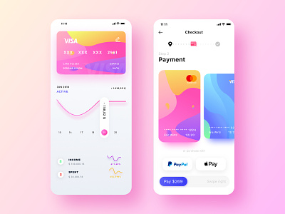 Female theme colorful payment app | daily UI exercise ui ux 图标 应用 设计