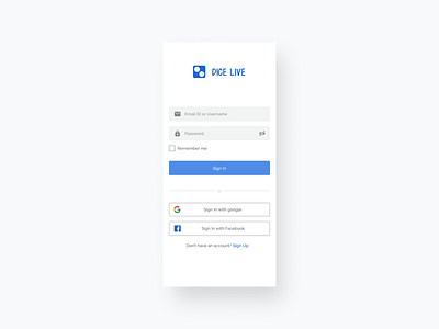 Login Page for DiceLive App android design ios login page login screen signin ui uidesign uiux