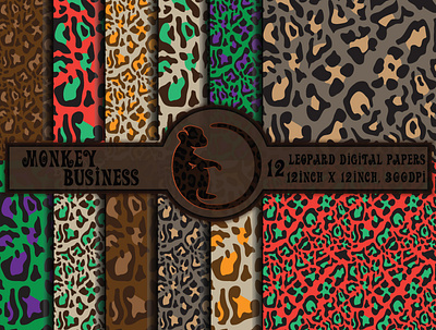 Leopard digital paper pack, 12 seamless leopard skin design abstract animal print design fabric high quality illustration leopard print pattern scrapbook papers seamless seamless pattern vector vector illustration