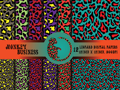 Fashionable leopard skin digital papers pack, Scrapbook papers