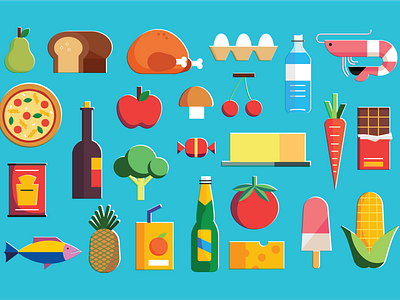 food icons design flat food food and beverage icon illustration supermarket vector