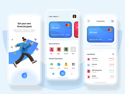 Mobile Banking App 3d app bank bank app clean finance finance app financial fintech invest mobile money payment top up ui ui design uiux ux ux design wallet