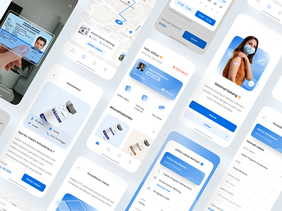 VaksinKu - Vaccine Registration App app barcode blue clean coronavirus covid19 health hospital id card inspiration maps medic mobile scan ui ui design ux ux design vaccine vaksin