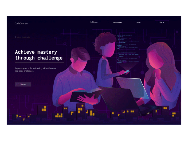 CodeCourse - Learning Website brandid design vector ui desgin web deisgn motion graphic landing page illustration landing page concept landing page