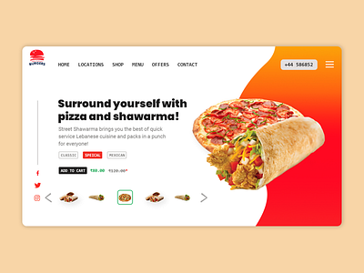 Web Page - Burger & Shawarma Shop advertisement brand design graphic design illustration logo design portfolio stationary set ui design web page design web page illustration webdesign website website design