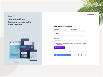 Sign up page - Daily UI 001 app application clean design desktop education website flat illustration layout minimal product design sign up sign up page sign up ui ui user interface ux webdesign website