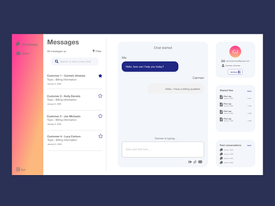 Chat dashboard design