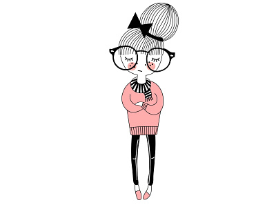 Girl in Glasses cute girl girl girl illustration glasses illustration nerdy