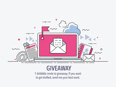 1 Dribbble Invite to Giveaway design draft dribbble invitation dribbble invite dribbble invite giveaway dribbble player giveaway graphic illustration illustration art illustrative invitation minimal