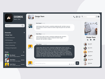 Web/Desktop Chat App chat chat app clean clean ui concept dark theme dark ui design flat interface messenger messenger app product concept ui ui design uiux ux web app