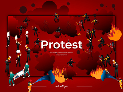 Protest adobe xd isometric protest web design