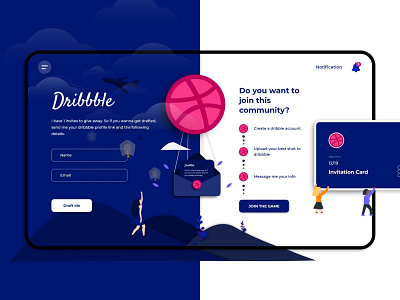 Dribbble Invitation adobe xd giveaway invitation web design