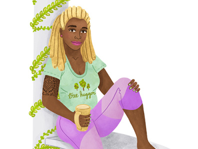 Treehugger artist casual digital illustration editorial illustration feminist illustration porch procreate women empowerment women in illustration