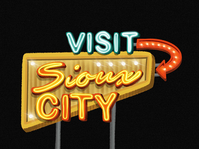 Visit Sioux City design illustration neon procreate vector