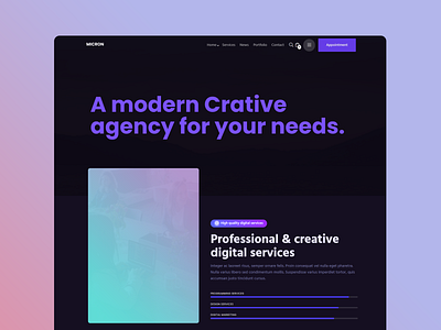 Creative agency home page agency dark envato graphic design it solutions portfolio technology themeforest ui wordpress