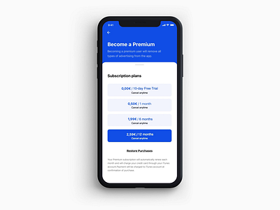 Premium UI android app design drawer faq frequently asked questions illustrations ios premium purchase subscription subscriptions ui ui design uidesign uiux