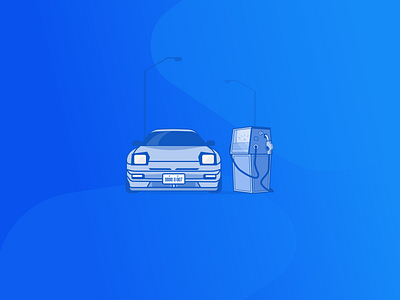 Gas station blue car fuel fuel app gas station illustration