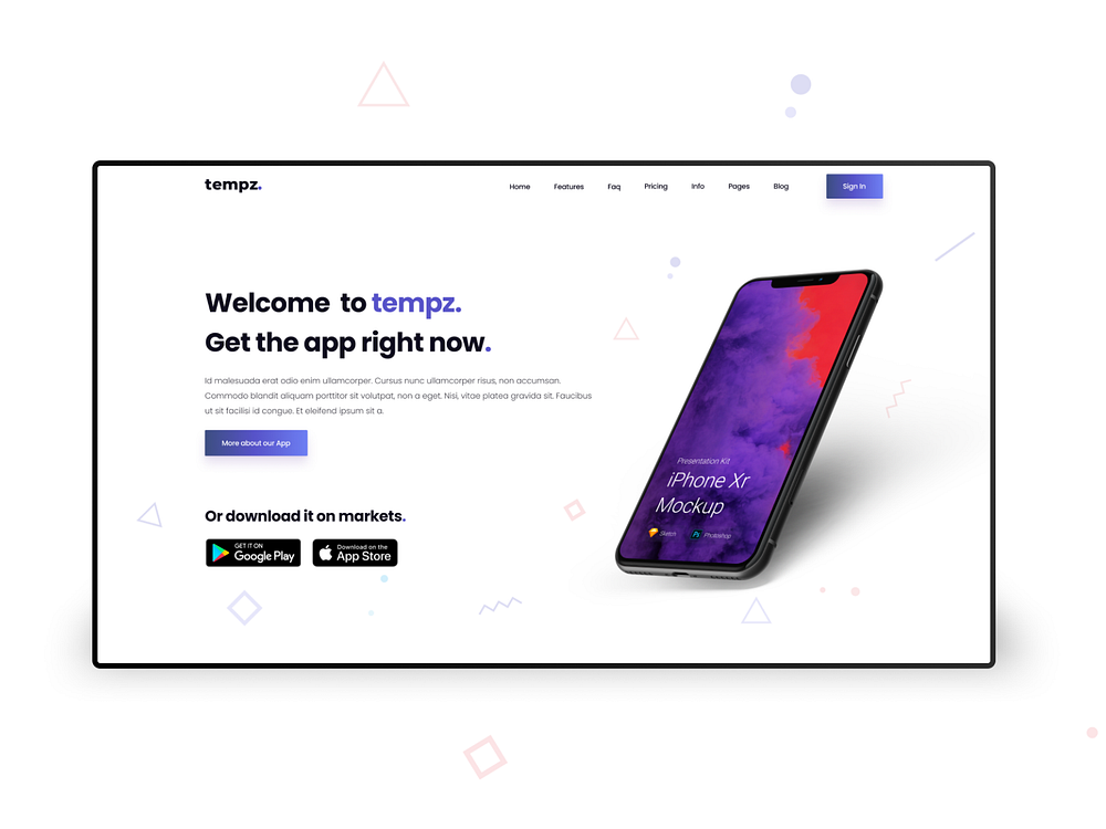 Mobilen. - Mobile apps landing page header element by tempz. on Dribbble