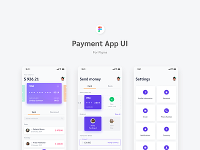 Payment App UI for Figma - Freebie