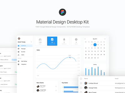 Material Design Dashboard UI Kit for Figma