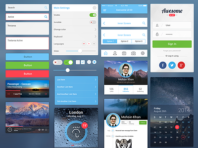 Awesome UI Kit for Mobile awesome ui kit freebie mobile psd mobile ui kit mobile ui kit free