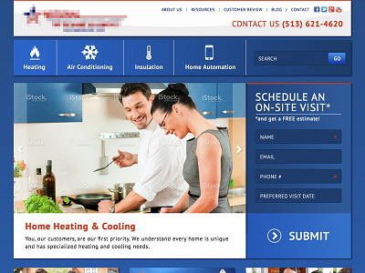 Heating & Cooling Site design home page hvac page site ui web web design website