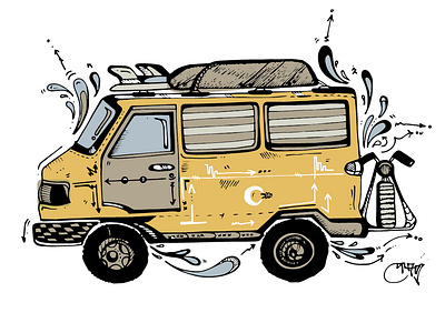 Van Lifer design illustration surf surf art vanlife