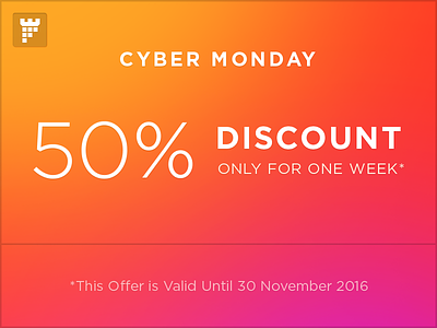 50% Discount on our best selling items on themeforest cyber monday discount envato html pixfort sale themeforest unbounce