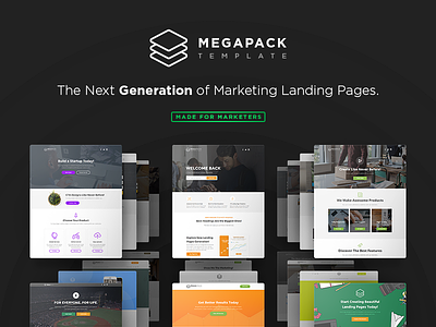 Introducing MEGAPACK Template builder design html landing page mockup page builder template themeforest