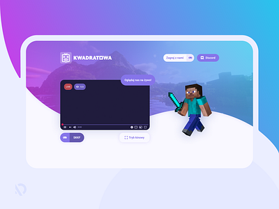 Kwadratowa hero brand branding branding design design flat game games gradient minecraft minimal minimalist on air server simple stream ux video videogame violet website design