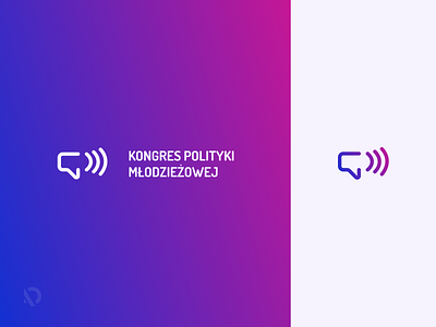 Kongres Polityki Młodzieżowej activism branding conversation design dialogue gradient logo logodesign megaphone minimal pink politics simple vector violet